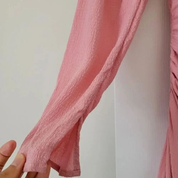 ByTimo Bubble Pink Viscose Shirred Ruffle Long Sleeve Dress XS - Picture 5 of 12